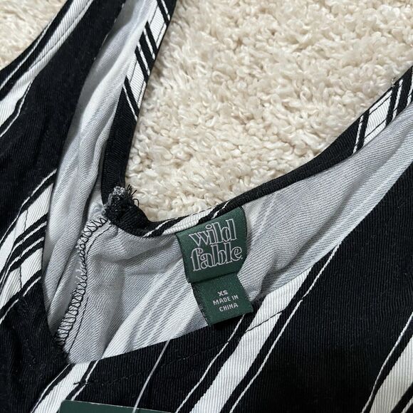 Wild Fable XS Black White Striped Plunge V Neck Layering Wide Leg Jumpsuit NWT - Picture 5 of 9